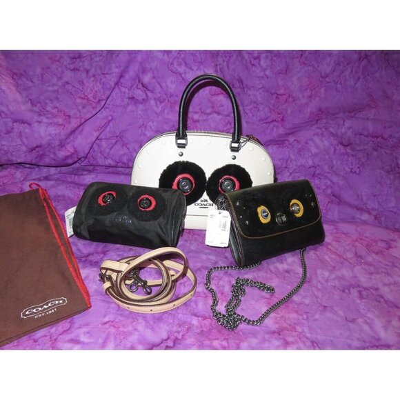 Coach 2017 Limited Edition Bear Dome Satchel Crossbody & pouch set Brand New - Picture 1 of 16